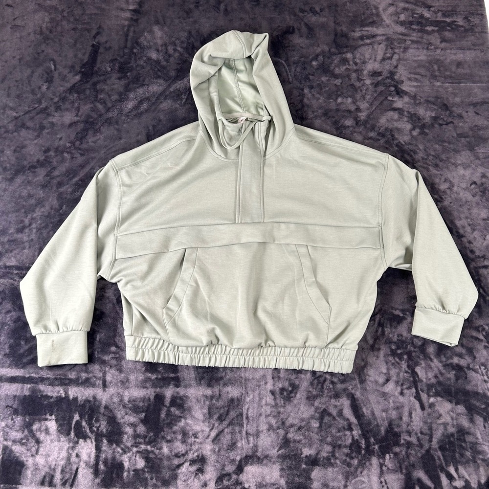 Yogalicious Hoodie Womens Large‎ Sage Green Scuba Venice Half Zip Pullover